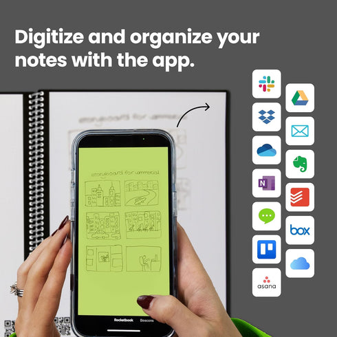 Rocketbook Core Reusable Spiral Notebook, Executive Size 6x8.8, Black, App-Connected, Erasable for School and Work
