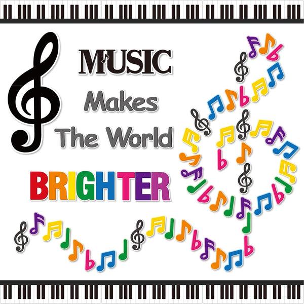 BeYumi Music Notes Border Decor - 108Pcs Back to School Music Notes Bulletin Board Set for Classroom
