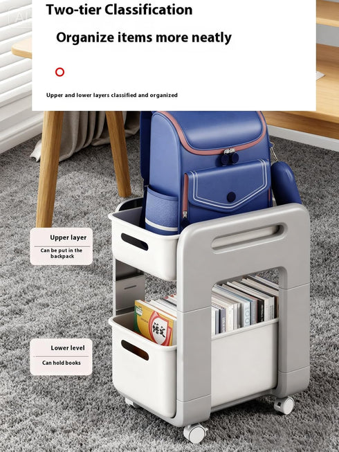 Generic Household Swivel Caster Cart for Storage of Bags, Books, and Miscellaneous Items (Whiter, Second Layer)