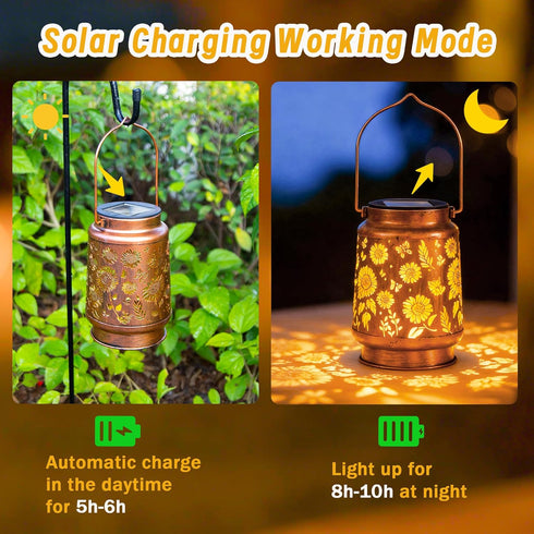 1PCS ANYTALK Sunflower Solar Lantern Lights, Outdoor Lanterns Garden Decor, Hanging Solar Lantern for Backyard Porch