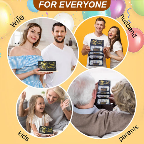 HOMANGA Birthday Money Envelope for Cash Gifts, Surprise Cash Holder for Men, Women, Kids, Birthday Gift Card (Black