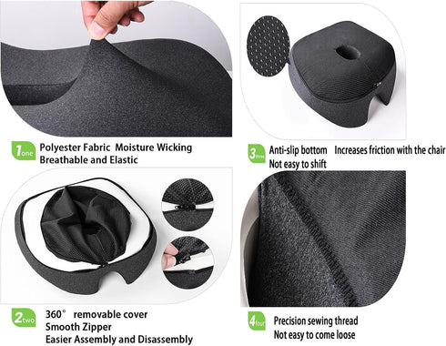 Aeveot Car Seat Cushion Coccyx Cushion Ergonomic Seat Cushion,Sciatica Cushion Pain Relief for Long Sitting,for Office