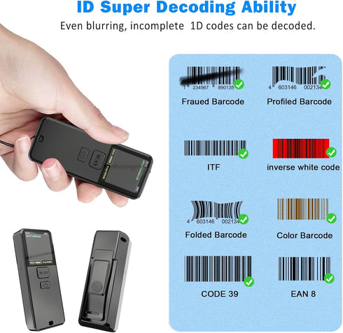 symcode 1D 2.4Ghz Mini Portable Wireless Barcode Scanner, Bluetooth and and USB All in one Laser Barcode Scanner