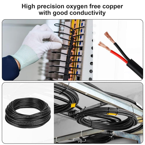 Lesnlok 16 2 16 50FT 2 Gauge Electrical Wire Conductor, AWG Stranded PVC Oxygen-Free Copper Cable, Core Flexible