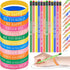 Sabary 48 Pcs Motivational Pencils Set, Inspirational Silicone Bracelets, Kids Teens Christmas Gifts