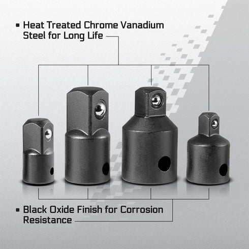 CARBYNE Impact Socket Adapter Set, 4 Piece - Ratchet Adapter for Impact Wrench, Impact Adapter & Socket Adapters
