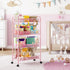 4-Tier 3 SYKIARIOL Metal Utility Cart, Mesh Wire Rolling Cart on Wheels, Storage Trolley with Easy Assembly, Organizer
