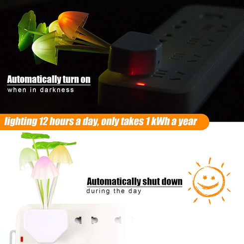 6 Pack 7 Mudder Mushroom Night Light LED Night Light Plug in Lamp Color Changing Magic Cute Shaped Lamp Wall Decor