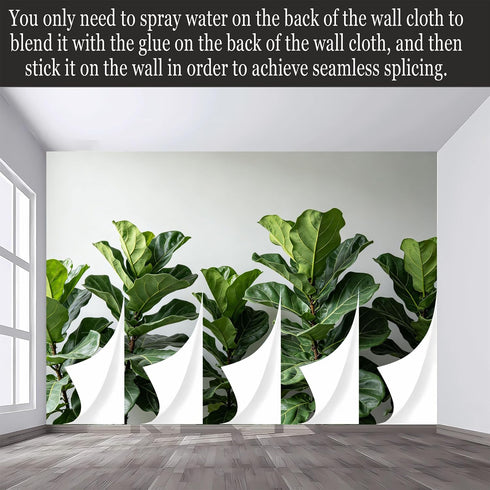 Agglomerix Custom Size Wall Murals Fiddle Leaf Fig Botanical Green Leaves Minimalist SelfAdhesive Wall Fabric Removable