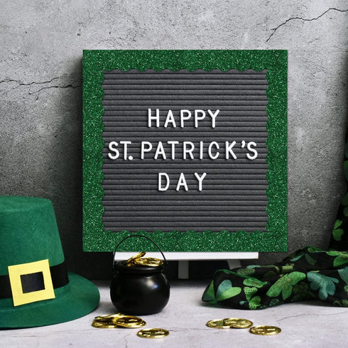 Whaline 131.2ft St. Patrick's Day Bulletin Board Borders, 4 Rolls Glitter Green Die-Cut Trim for Classroom Decor