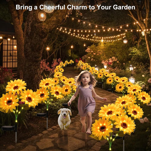 4 Pack echosari Solar Lights Outdoor Waterproof, Sunflower Solar Stake Lights Auto ON/Off Solar Garden Decorative