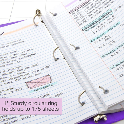 BAZIC 3 Ring Binder, 1" Economy View Organizer, Purple, Holds 175 Sheets for School Office Home