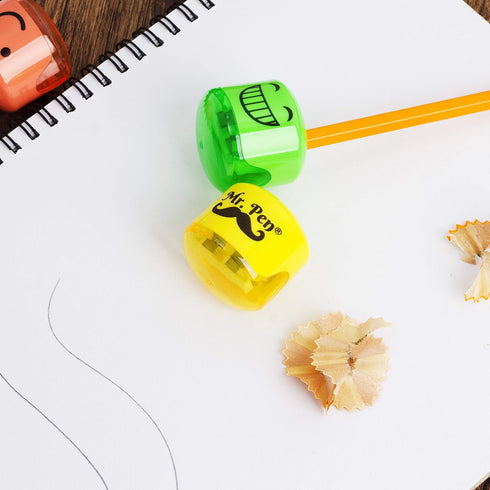 Mr. Pen Smiley 6 Pack - Kids Pencil Sharpener for Colored Pencils, Manual