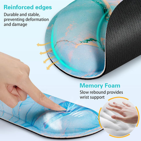 Qomalama 3-in-1 Mouse Pad with Wrist Rest Set, Ergonomic Mouse Pad, Keyboard Gel Wrist Rest, Non-Slip Design