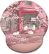Cat Ergonomic Mouse Pad with Wrist Rest, Pink Cherry Blossom Design, Non-Slip Pain Relief Base, Cute Office Decor