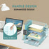 DALTACK Desk Paper Organizer with 6-Tier Tray, 3 Pen Holders, Blue, Storage Organizer for Home Office or School