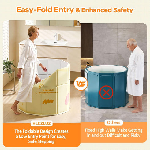 27.55"L 27.55"W 27.55"H) Portable Bathtub, Hot Ice Bath Tub Inflation-free, Shower Bathroom SPA Soaking Tub