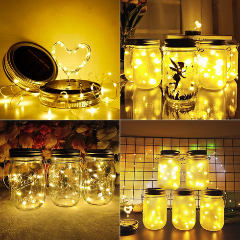 20 10 Pack SmilingTown Solar Light for Mason Jars LED Outdoor Fairy String Light Lids with Hangers for Jar Lantern