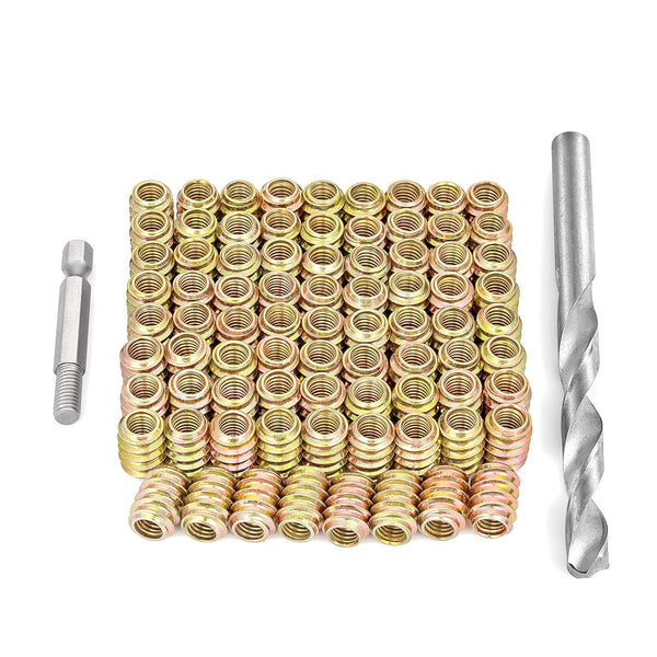 80 Pieces 1/4"-20 Flush Nut Inserts, Headless Screw Fastener Connector for Wood Furniture Assortment