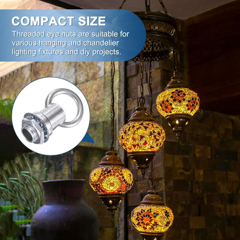 M METERXITY 4 Pack Nuts,5kg 13mm M10 Light Fixture Hooks Ring Max Load ID Thread Hook Rings for Light Fixture