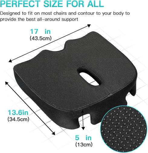 Tailbone Benazcap Standard Memory Seat Cushion for Office Chair Pressure Relief Sciatica & Pain Relief Firm Coccyx Pad