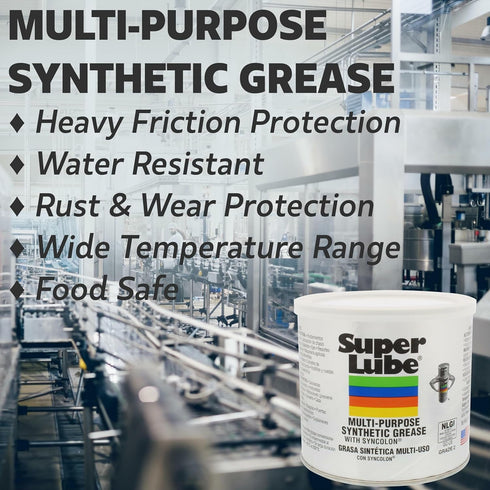 Super Lube 3 oz (21036) Multi-Purpose Synthetic Grease w/ Syncolon - Water Resistant Grease - Food Grade - Long-Lasting