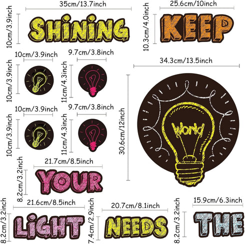 Light Bulb Keep Shining Classroom Bulletin Board Set, Chalkboard Motivational Cutouts for Kids Students Teachers