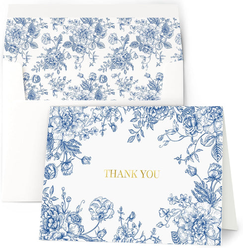 AUDREE 50 Gold Foil Thank You Cards with Envelopes (4x6) - Elegant