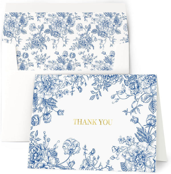 AUDREE 50 Set Thank You Cards with Envelopes (3.5x5) - Gold Foil