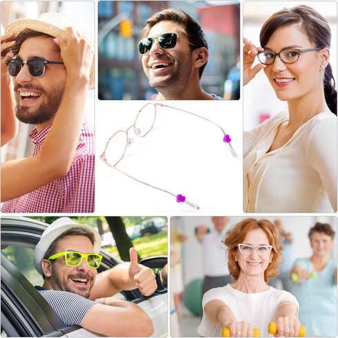Silicone Eyeglasses Ear Grips - Heart-Shaped Retainers for Sunglasses