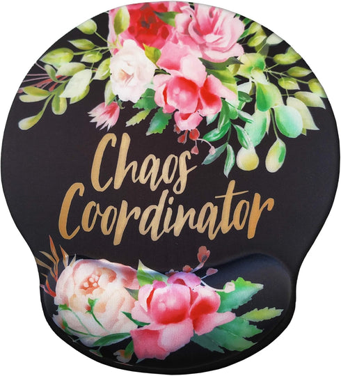 Eleville Ergonomic Mouse Pad, Chaos Coordinator Funny Saying Memory Foam Wrist Rest, Cute Fashionable Design for
