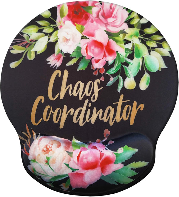 Eleville Ergonomic Mouse Pad, Chaos Coordinator Funny Saying Memory Foam Wrist Rest, Cute Fashionable Design for