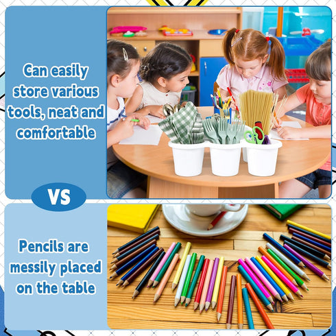 6 Pack 6 Classroom Caddy with Handle Plastic Storage Caddy Organizer with Compartments Drink Cup Caddies Holder