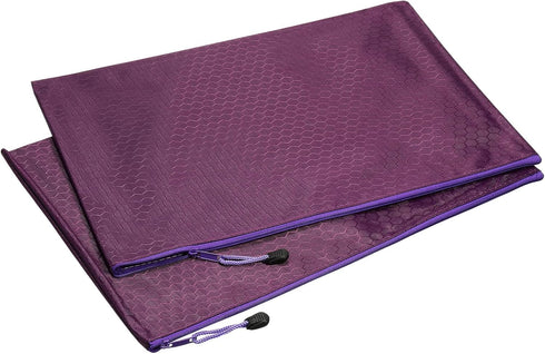 PATIKIL 2 Pack Waterproof Zipper File Bags - B4 Document Storage Folders for Office Travel, Purple