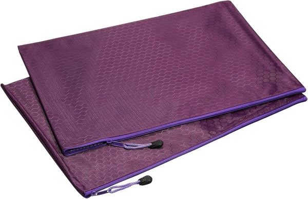 PATIKIL 2 Pack Waterproof Zipper File Bags - B4 Document Storage Folders for Office Travel, Purple
