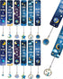 Zonon 12 Pcs Space Bookmarks with Metal Charms, Cat Moon Star Celestial Bookmarks for Children, Inspirational Quotes