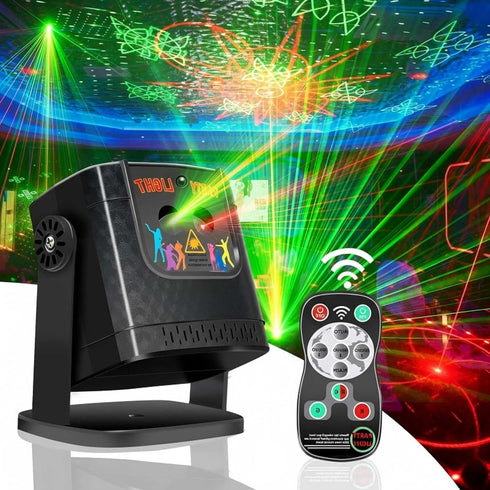 Mini Disco Party Lights - Sound Activated RGB DJ Strobe Light, Portable LED Projector for Home Room Karaoke Birthday