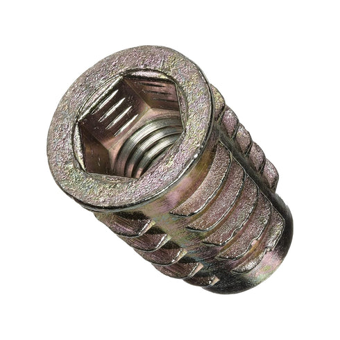 E-Z LOK M8-1.25 Threaded Insert for Soft Wood, Zinc Hex-Flanged, 20mm Length, Pack of 25