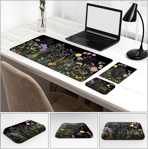 Large Gaming Mouse Pad and Mouse Wrist Rest,Desk Mat + Mouse Wrist Rest +Small Mouse Pad,Desk Accessories,Office Supplies,Wild Flower by CAPAUNVDA