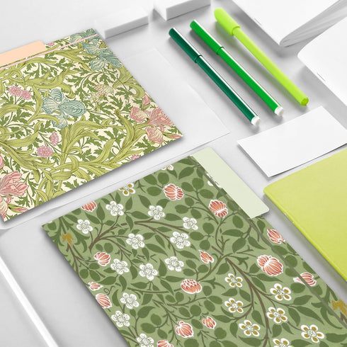 GreenPine 18 Pack William Morris Floral File Folders, Decorative Letter Size (9.5 x 11.5"), 1/3 Cut Tab