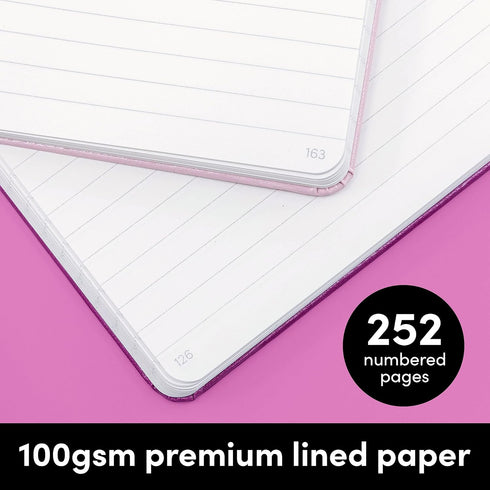 PAPERAGE Lined Journal Notebook, (Black), 252 Pages, Medium 5.7 inches x 8 inches - 100 GSM Thick Paper, Hardcover