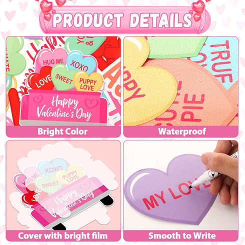 Valentine's Day Heart Paper Cutouts Bulk with Borders: Classroom Decorations for Craft Projects, School Party Decor