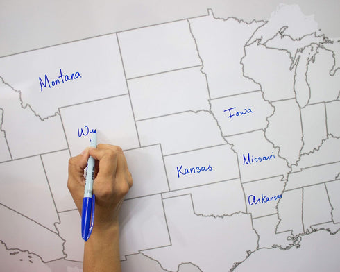 Large Blank United States Outline Map Poster - Laminated 36” x 24” Wall Map for Classroom or Home Study, Dry Erase
