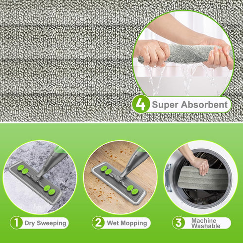IOPRETTY 3 Spray Mop for Floor Cleaning - Wet Dry Hardwood Floor Mops with Microfiber Washable Pads for Swiffer