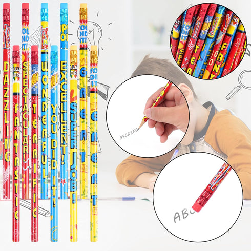 Kolewo4ever Inspirational Pencils, 200 Pieces with 10 Designs, Words of Encouragement on Sharpened Pencils