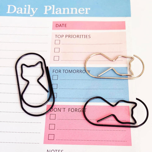 Large Black Jumbo Paper Clips, 50pcs, 2 Inch, Cute Decorative Fat Cat Paper Clips, Non Skid Steel Wire