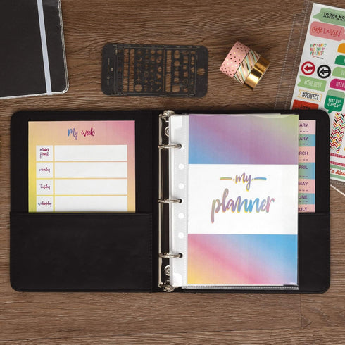 Samsill Vintage Hardback Mini 3 Ring Binder, Black Leather, Professional Organizer, 1 Inch, 5.5 x 8.5, Faux Leather