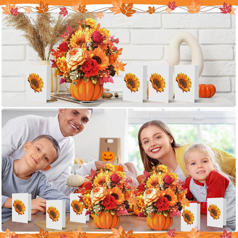 Afniimyapt 5 Set 3D 3D Autumn Harvest Bouquet Pop Up Cards Paper Flower Bouquet Pumpkin Popup Greeting Card with Blank