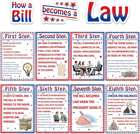 party greeting 11pcs American Bill and Law Bulletin Board Set, US Government History Decor for Middle School Classroom