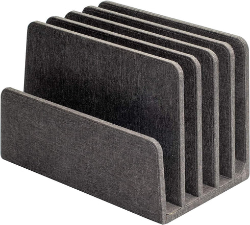 MobileVision Executive Dark Gray Desktop File Folder Organizer with 5 Slot Dividers and Paper Tray